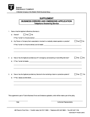 Business Errors and Omissions Application Supplement