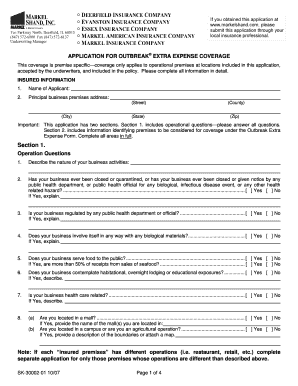 Application for Outbreak Extra Expense Coverage