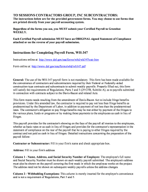 US Federal Certified Payroll Form WH-347