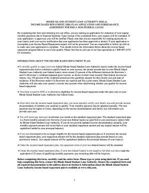 Rhode Island Student Loan Authority Income Based Repayment Application