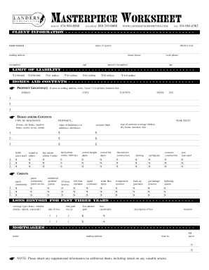 Masterpiece Worksheet