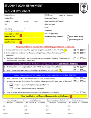 Student Loan Repayment Request Worksheet