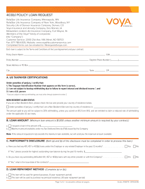 403(b) Policy Loan Request Form