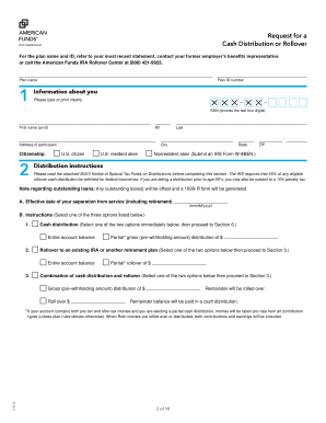 Request for Cash Distribution or Rollover