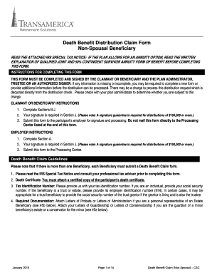 Death Benefit Distribution Claim Form