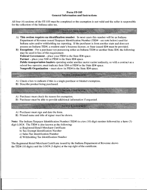 Indiana Sales Tax Exemption Certificate