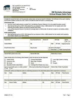 HM Worksite Advantage Critical Illness Claim Form