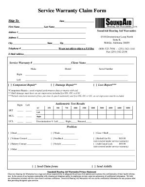 SoundAid Hearing Aid Warranty Claim Form