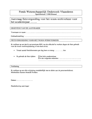 Aanvraag fietsvergoeding voor het woon-werkverkeer
