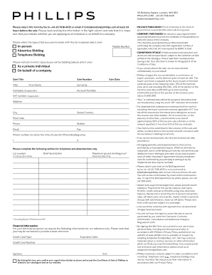 Phillips Auction Bid Form