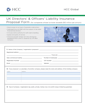 UK Directors' & Officers' Liability Insurance Proposal Form