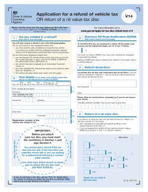 UK Vehicle Tax Refund Form V14