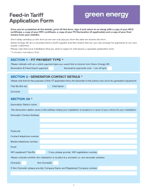 Feed-in Tariff Application Form