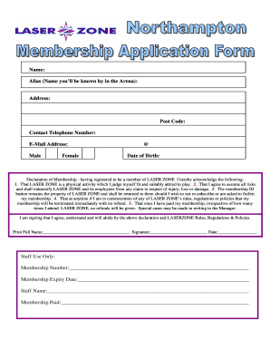 Laser Zone Membership Declaration Form