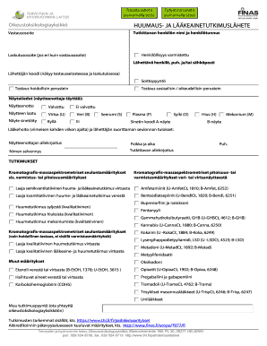 Finnish Forensic Toxicology Drug and Medicine Testing Request