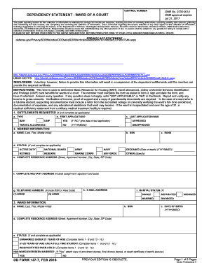 Dependency Statement Ward of a Court