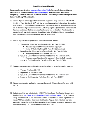 School Enrollment Checklist for Veterans