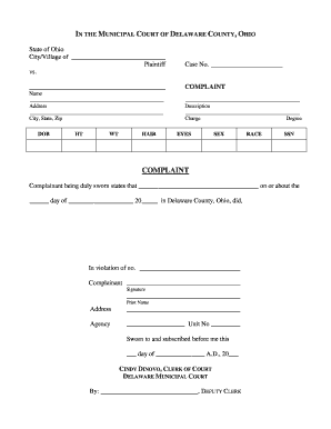 Ohio Municipal Court Complaint and Summons