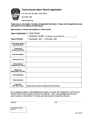 Travis County Alarm Permit Application