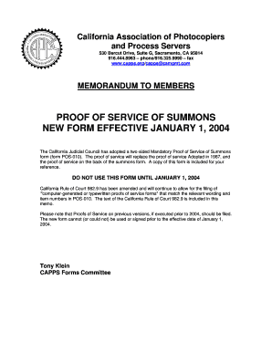 California Proof of Service of Summons Form