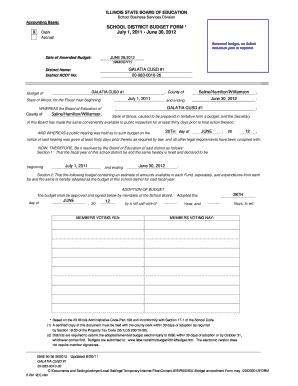 Illinois School District Budget Form