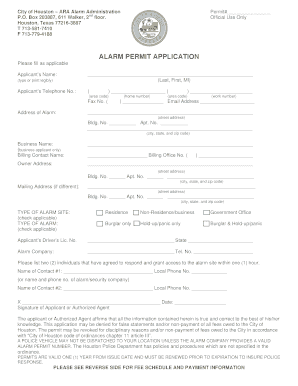 City of Houston Alarm Permit Application