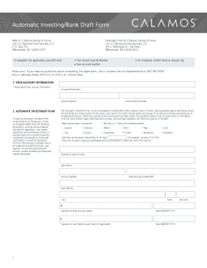 Automatic Investing Bank Draft Form