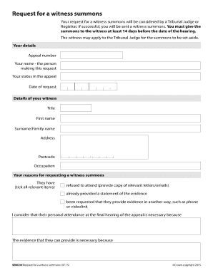 Request for a Witness Summons