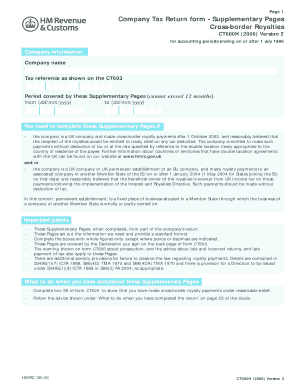 UK Company Tax Return - Cross-border Royalties Form
