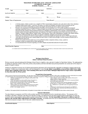 Wisconsin Interscholastic Athletic Association Alternate Year Card