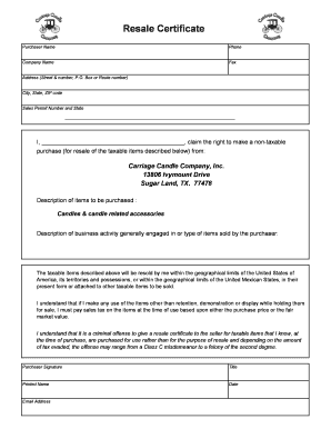 Resale Certificate