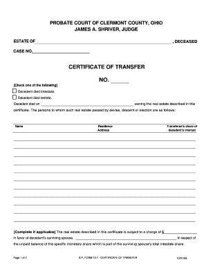 Certificate of Transfer