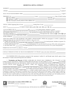 North Carolina Residential Lease Agreement