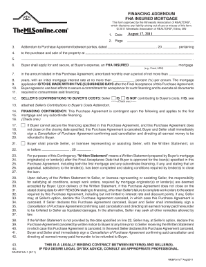Financing Addendum FHA Insured Mortgage
