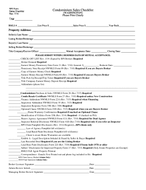 Washington Condominium Sales Checklist