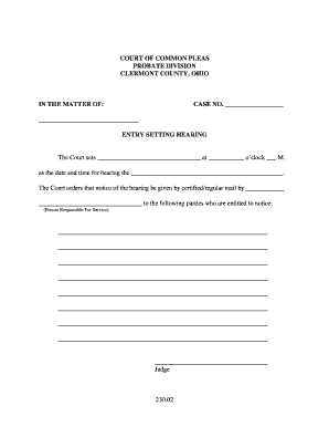Ohio Probate Hearing Notice