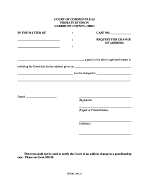 Court of Common Pleas Address Change Request