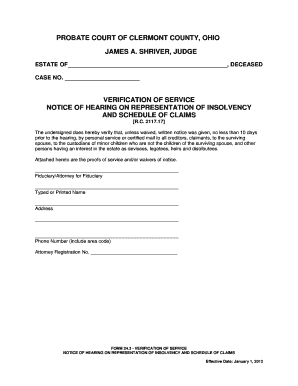 Verification of Service Notice of Hearing on Insolvency