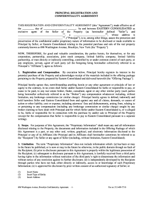 Principal Registration and Confidentiality Agreement