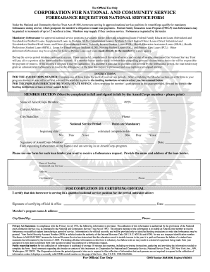 AmeriCorps Forbearance Request Form