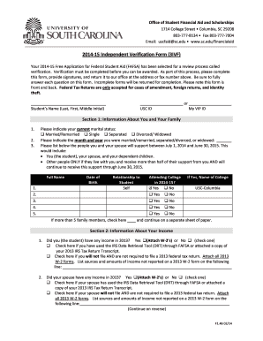 2014-15 Independent Verification Form