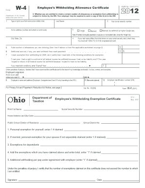 IRS Form W-4 Employee Withholding Allowance Certificate