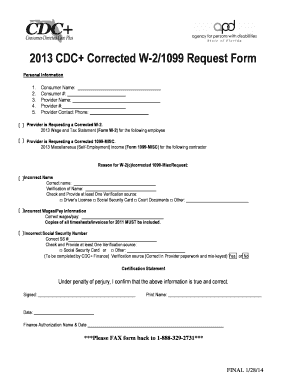 2013 Corrected W-2/1099 Request Form