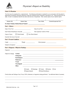 Physician's Report on Disability