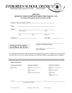 Request for Exemption from the Parcel Tax