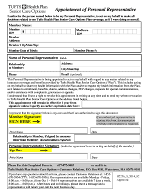 Tufts Health Plan Senior Care Options Personal Representative Appointment