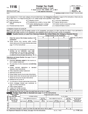 Form 1116 Foreign Tax Credit