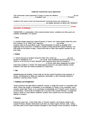 California Commercial Lease Agreement