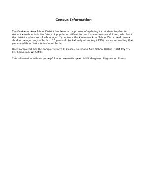 Kaukauna Area School District Census Information Form