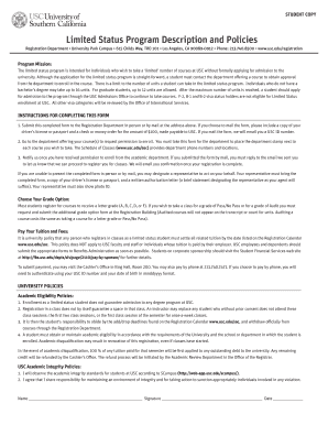 Limited Status Program Registration Form